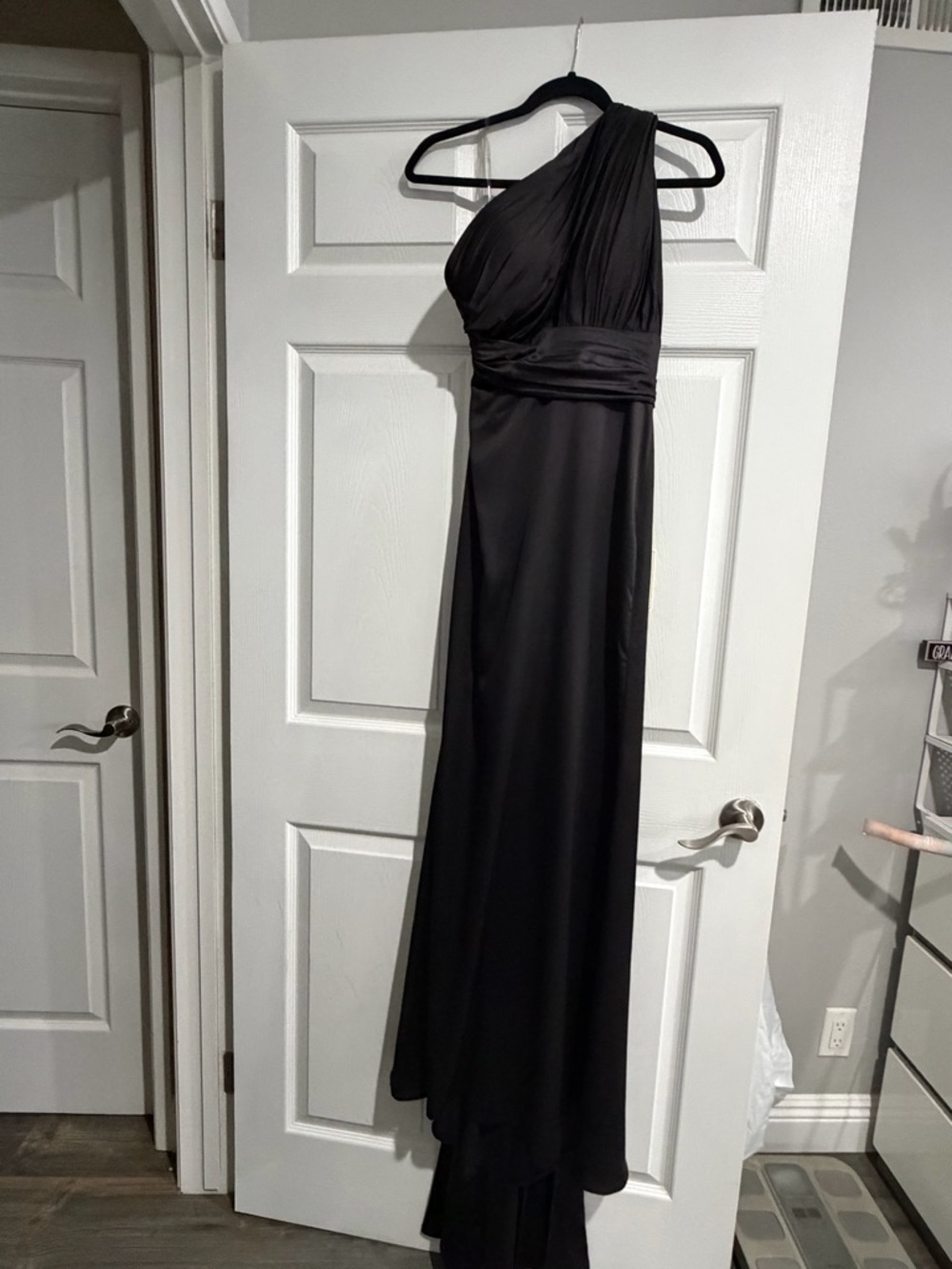 One-Shoulder Black Evening Gown